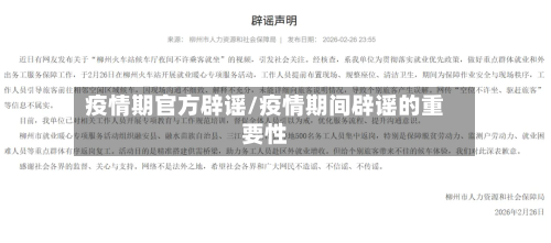 疫情期官方辟谣/疫情期间辟谣的重要性-第2张图片
