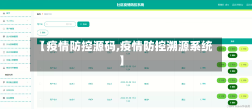 【疫情防控源码,疫情防控溯源系统】