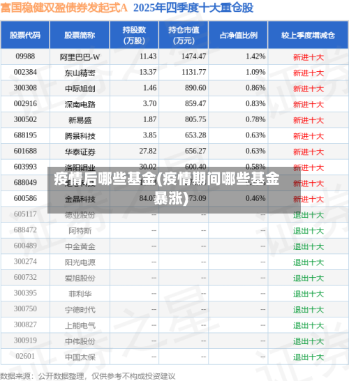 疫情后哪些基金(疫情期间哪些基金暴涨)