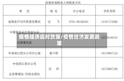 疫情经济应对政策/疫情经济发展政策